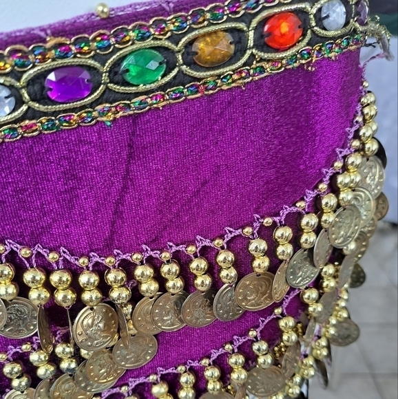 Bellylady set of 2 Belly dance skirt gold coin hip scarf with rhinestones - Picture 9 of 16